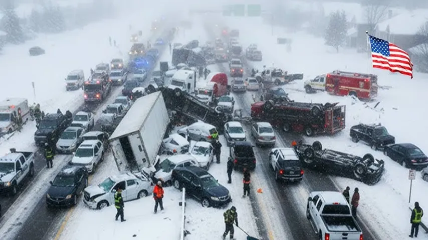Collision en chaîne aux États‑Unis, 45 véhicules impliqués — la tempête de neige provoque le chaos
