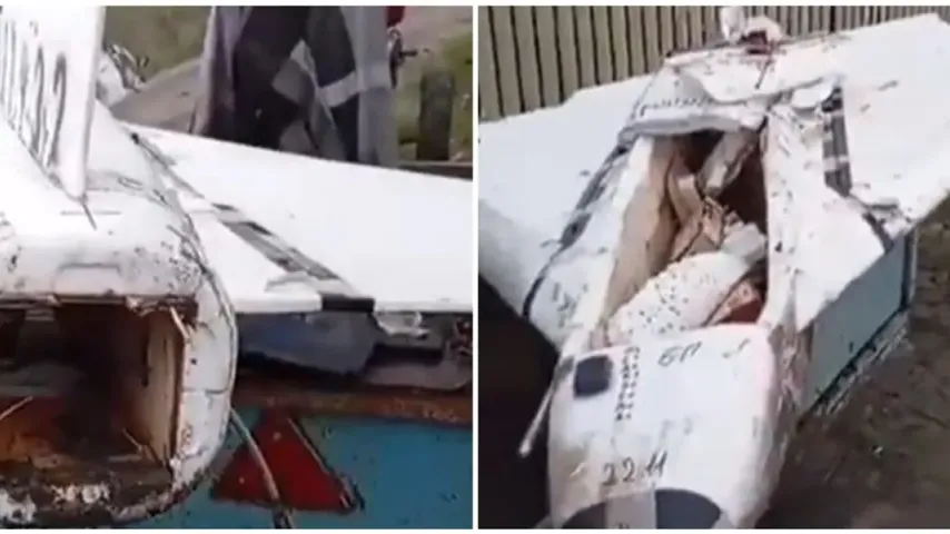 Un citoyen transporte en motoculteur le drone russe abattu en Moldavie